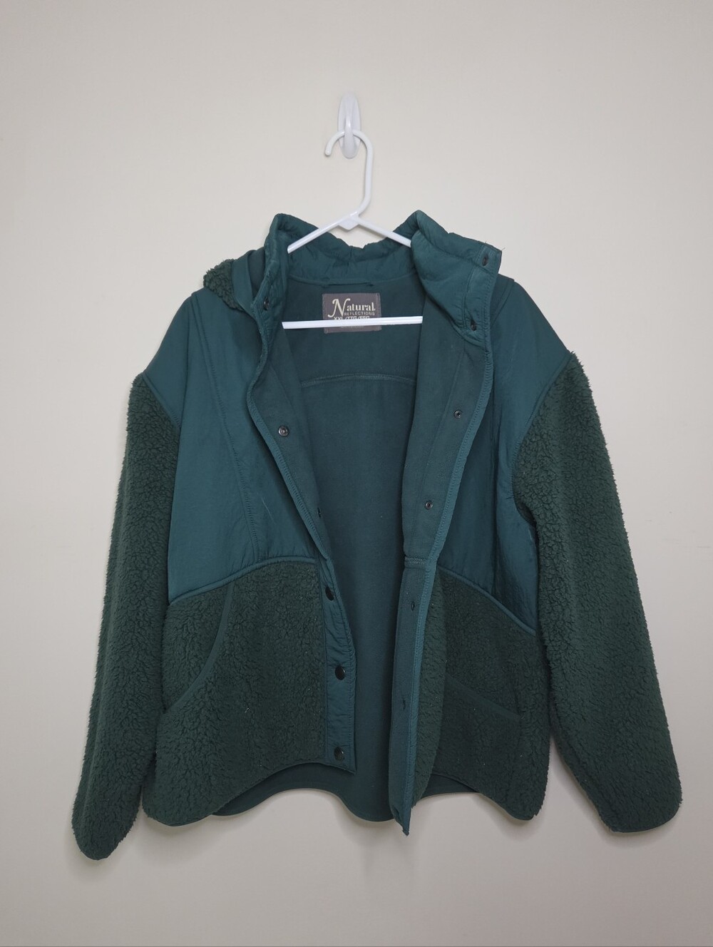 Women's Natural Reflections Green Fleece & Sherpa Hioded Jacket Sz XXL